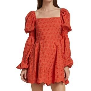 NWD Caroline Constas Wren Puff-Sleeve Daisy Mini Dress Size S Sienna #1H456